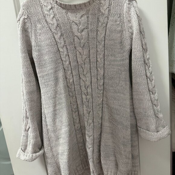 Little Lass Girls 3T Gray Cable Knit Sweater Dress with Sparkle - Picture 5 of 5